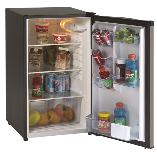Refrigerador Compacto Avanti®, 4.4 Pies Cúbicos, con Clasificación Energy Star, Descongelamiento Automático, Negro y Puerta de Acero Inoxidable